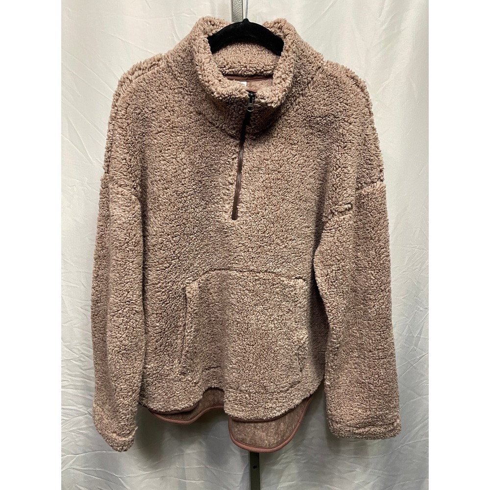 Old Navy XL Taupe Sherpa Half-Zip Pullover